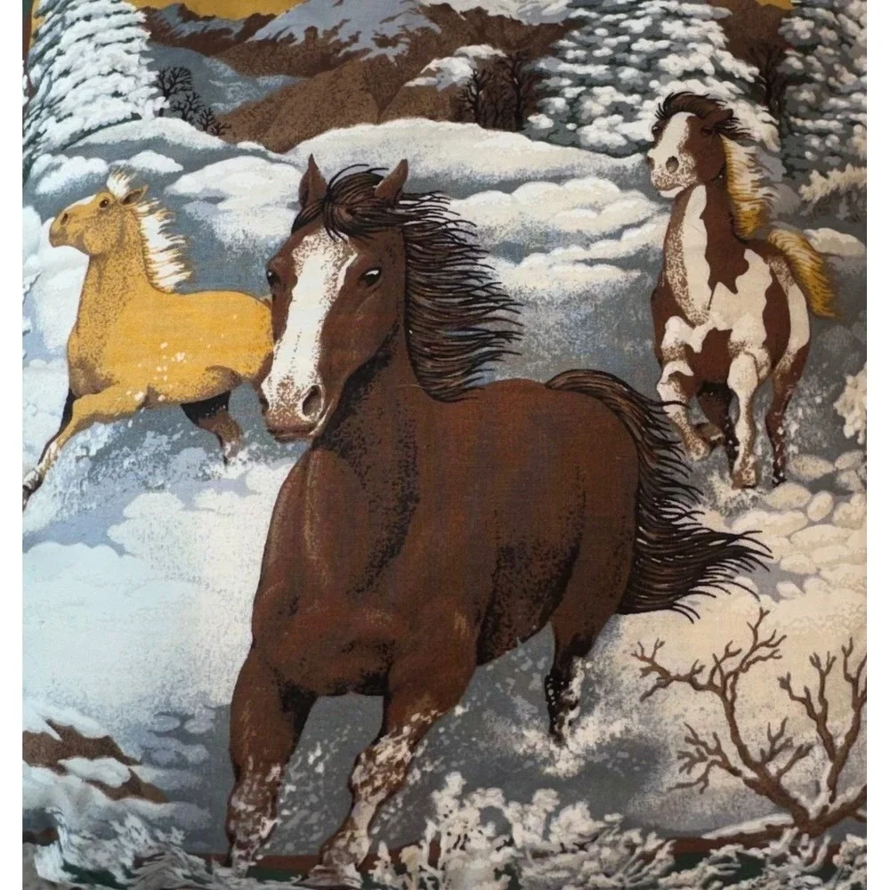 Winter Horses Tapestry Throw‎ Pillow Western Lodge Decor 18x18